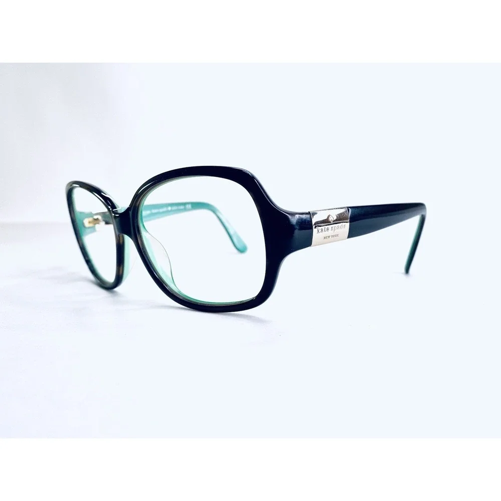 Kate Spade Brown Amber Oval Eyeglasses Blue Teal Interior Carmel 58 15 135
